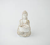Підсвічник Будда з полістоуну 15х10х10 см біло золотий, фото 4