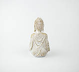 Підсвічник Будда з полістоуну 15х10х10 см біло золотий, фото 6