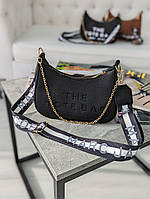 Женская сумка багет Marc Jacobs клатч Марк Джейкобс черный+ черные буквы