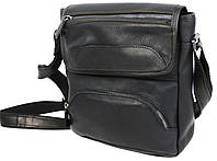 Кожаная мужская сумка планшетка на плече черная сумка через плечо Toyvoo Шкіряна чоловіча сумка планшетка на