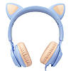 Навушники дитячі з вушками провідні з мікрофоном Hoco W36, накладні дитячі навушники котики cat блакитні, фото 8