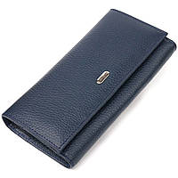 Практичний жіночий гаманець із натуральної зернистої шкіри CANPELLINI 21659 Синій Toyvoo