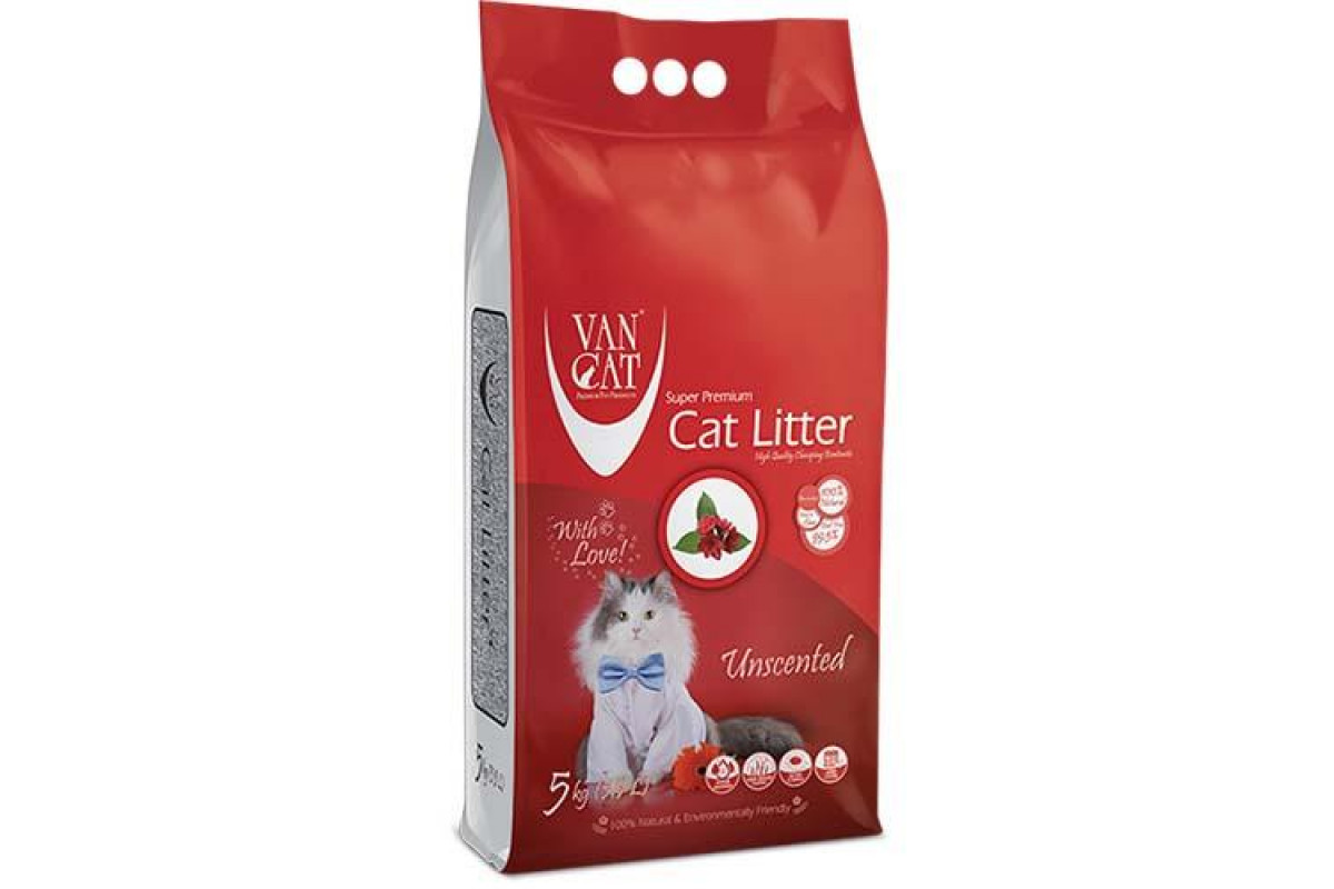 Бентонітовий наповнювач для котів Van Cat Unscented 3-5 мм, що комкується Класик без аромату 5 кг (55445), фото 1