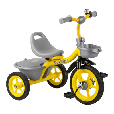 Дитячий триколісний велосипед Best trike з кошиком для іграшок Жовте транспортувальне паковання Art33487