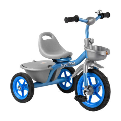 Дитячий триколісний велосипед Best trike з кошиком для іграшок Синій транспортувальне паковання Art33484