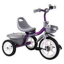 Дитячий триколісний велосипед Best trike з кошиком для іграшок Фіолетовий транспортувальний пакувач