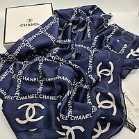 Палантин, шарф, парео, платок Chanel шелковый темно синий