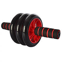 Тренажер колесо для мышц пресса MS 0873 диаметр 14 см (Красный) Toyvoo Тренажер колесо для м'язів преса MS