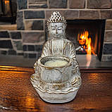 Підсвічник Будда з полістоуну 15х10х10 см біло золотий, фото 2
