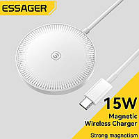 Бездротовий зарядний пристрій iPhone Apple MagSafe ESSAGER Magnetic Wireless Charger 15W білий.