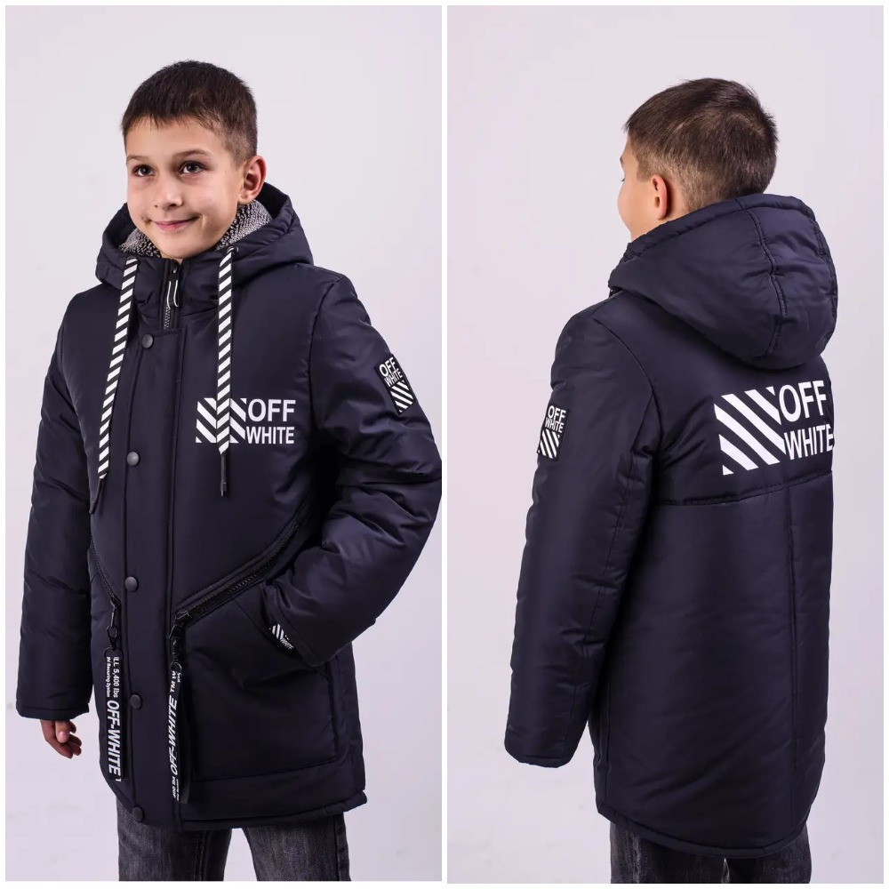 Зимова куртка для хлопчика на овчині/ Тепле пальто для підлітків від 13 років (152 158 164 170) підліткова подовжена парка - зима