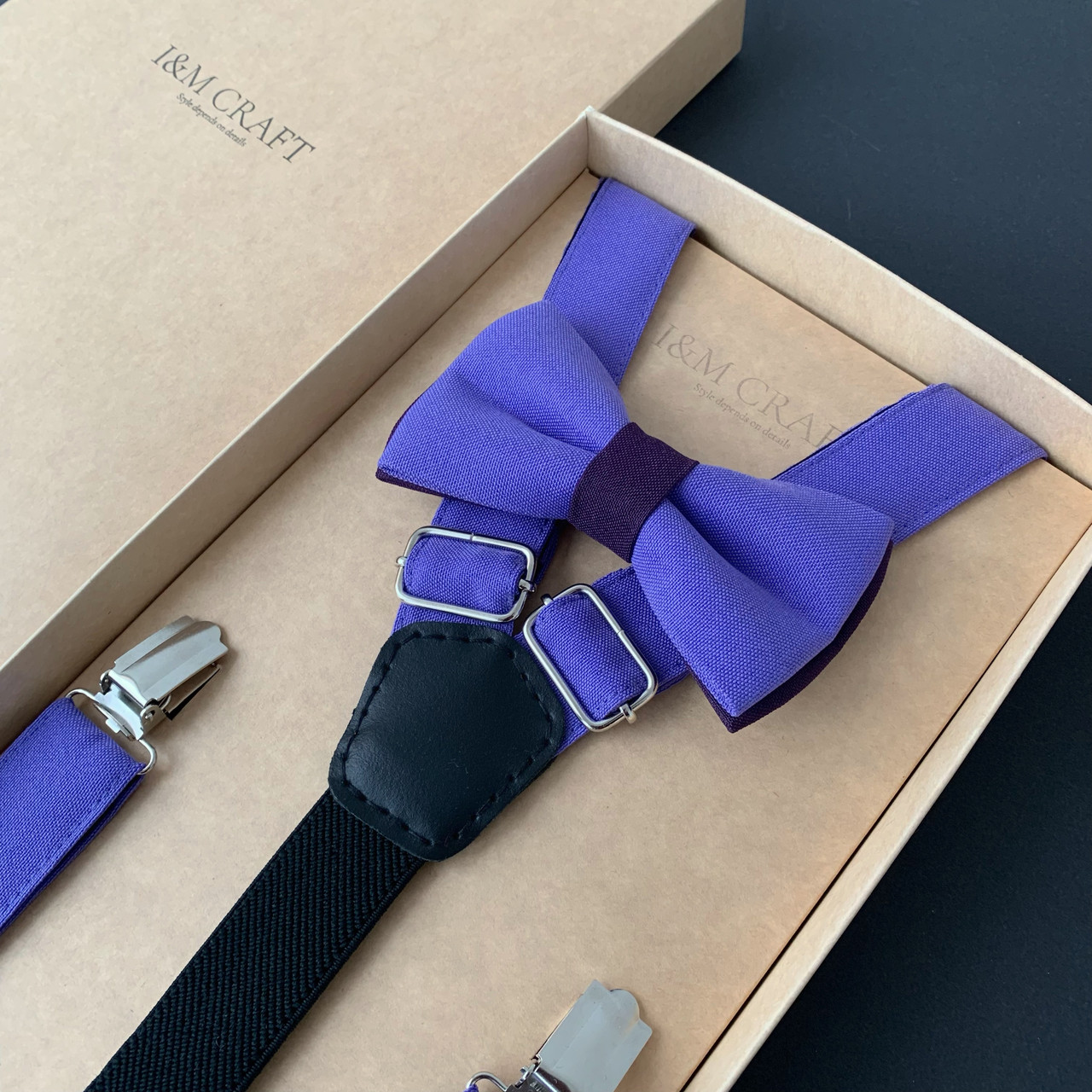 Набор I&M Craft галстук-бабочка и подтяжки для брюк лавандовый (030275) - фото 3 - id-p882290745