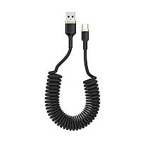 Кабель ColorWay USB-Type-C (spiral) 2.4А 35-150см черный (CW-CBUC051-BK)