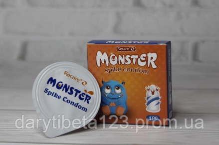 Купить Презерватив с усиками и шипами Recare MONSTER Red+Blue Zib 1шт ...