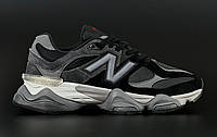 Мужские кроссовки демисезон New Balance 9060 замшевые темно-серые с черным р 41, 42