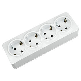 4 розетка із заземленням біла POWER MAX-4е