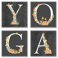 Набор для росписи по номерам из 4х картинок. YOGA лофт , 18х18 см Toyvoo Набір для розпису по номерам з 4х