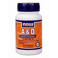 Комплекс Витамин A+D NOW Foods Vitamin A D 10,000 400 IU 100 Softgels UM, код: 7518612