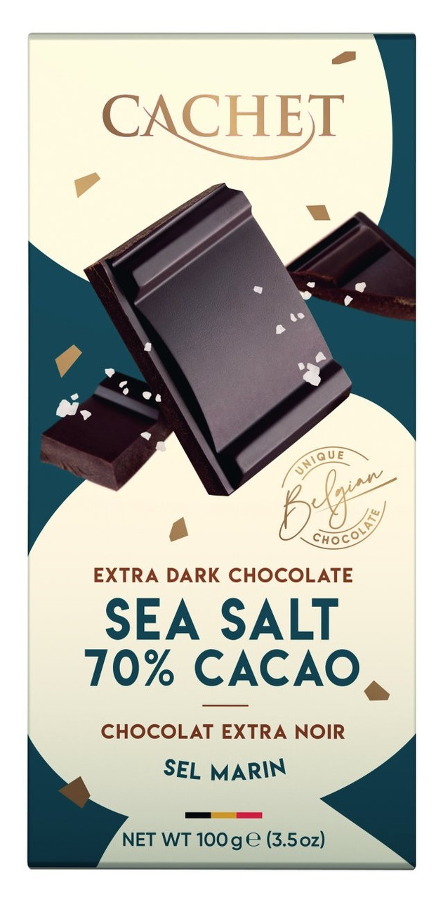 Шоколад Чорний Кашет з Морською Солю Cachet Extra Dark Chocolate Sea Salt 70 % Cacao 100 г Бельгія