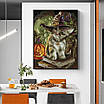 Набір для вишивання за нанесеною на канву схемою "Cat magician". AIDA 14CT printed 25*32 см, фото 8