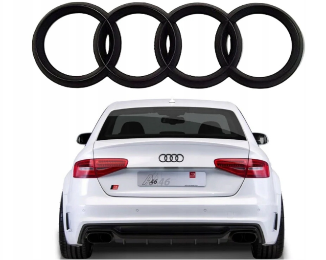Емблема задня Audi A4 A5 202*73 мм. Чорний глянець.