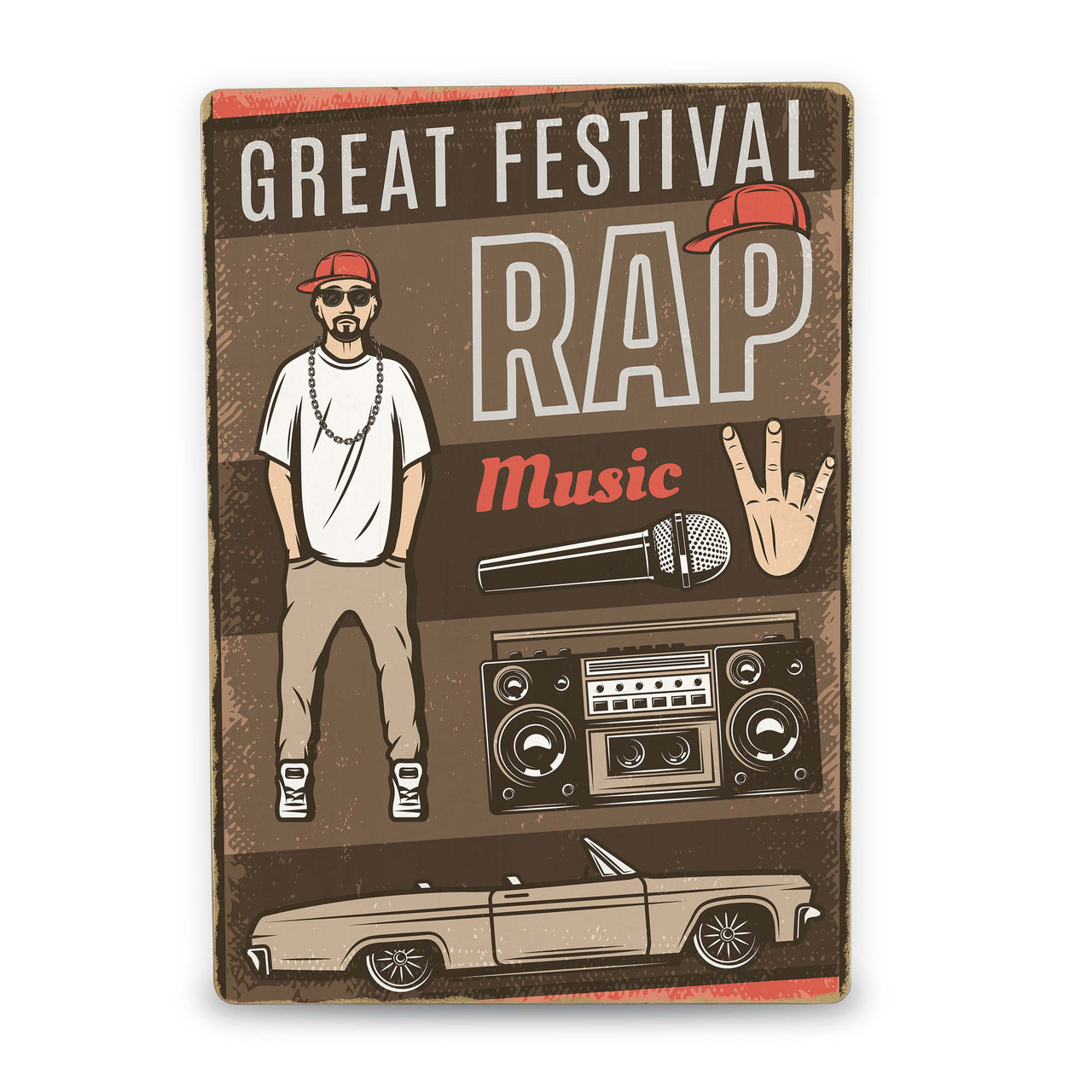 Дерев'яний постер Rap music А5