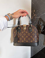Женская сумка Louis Vuitton Alma Brown (коричневая) модная стильная изящная мини сумочка Gi4115