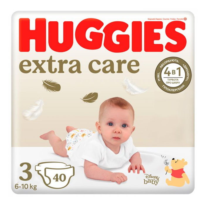 Підгузки Huggies Extra Care 3 дитячі 6-10 кг 40 шт