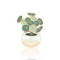 Брошь-значок BROCHE I Love Plant Крассула в горшке зелёная BRGV111579 GR, код: 7547530