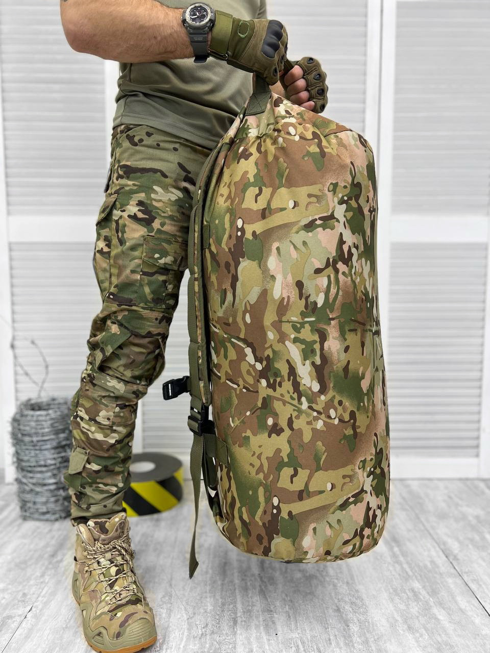 Армейский тактический баул-рюкзак мультикам 100л, военный камуфляжный баул-сумка WiseWay - фото 2 - id-p1994644926