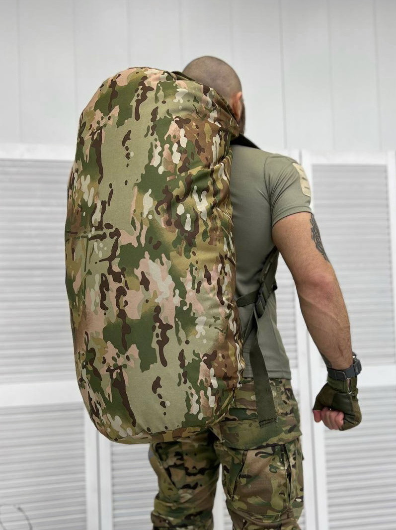 Армейский тактический баул-рюкзак мультикам 100л, военный камуфляжный баул-сумка WiseWay - фото 3 - id-p1994644926
