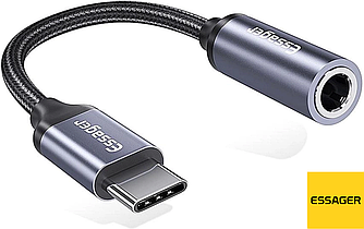 Адаптер Essager E01 Type-C to 3.5mm Jack Headphone Adapter Grey (EZJE01-0G) для навушників і гарнітур