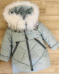 Дитяче зимове пальто для дівчинки в блакитному кольорі, розміри 104 -122