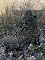 Берцы ботинки тактические зимние на натуральной шерсти кожаные PAMIR OLIVE МЕХ цвет олива,хаки