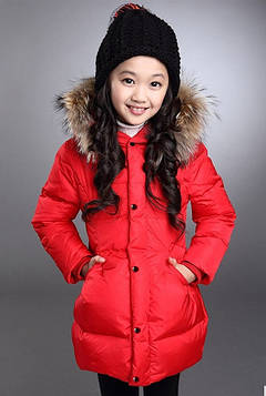 Дитяче зимове пальто на дівчинку червоне 150