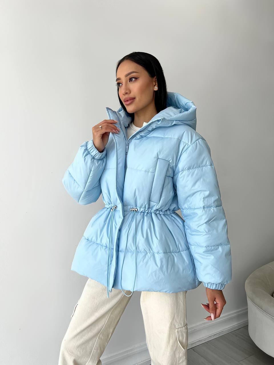 Женская теплая зимняя куртка Глория на пуху с капюшоном и кулисой на ...