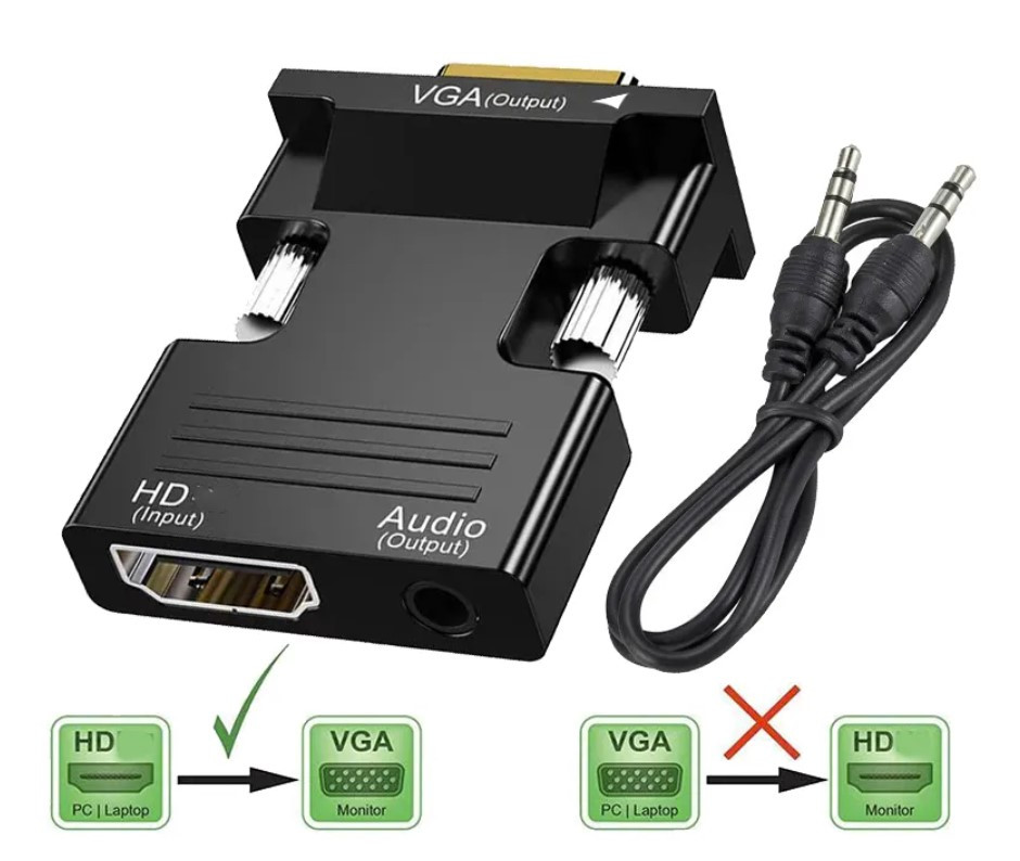 Конвертер HDMI на VGA(папа) с кабелем AUX