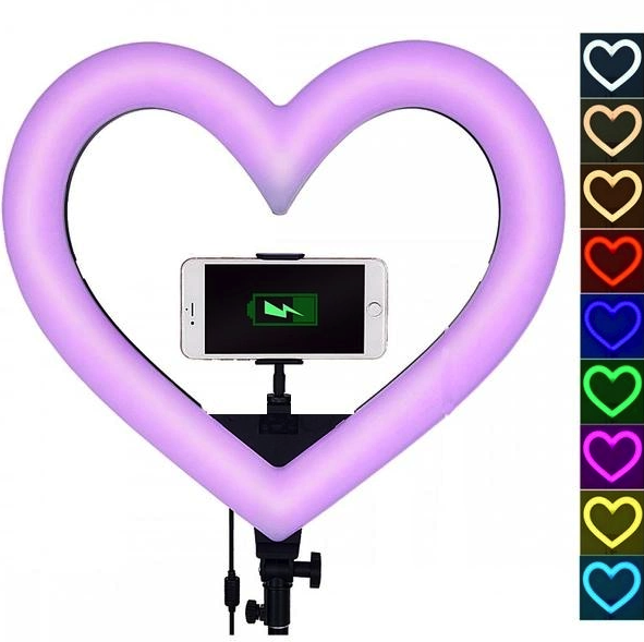 RGB Led Heart Design лампа 48см с держателем для телефона, фото 3