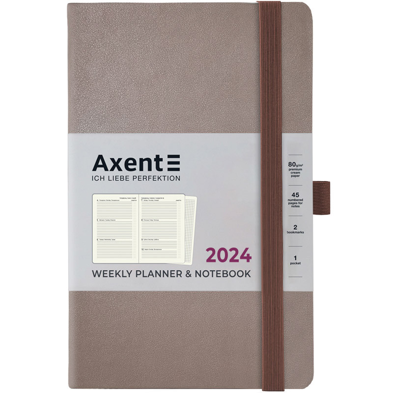 Щотижн. "Axent" дат2024 Partner Soft Earth Colors коричневий №8519-24-01-A(12)