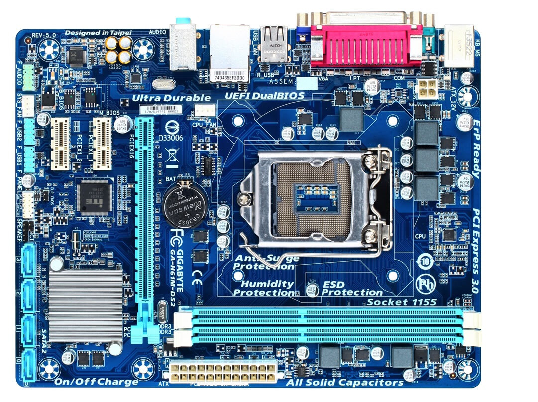 Нова!  Материнська плата Gigabyte GA-H61M-DS2 Rev 5.0 Socket 1155 OEM Bulk