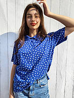 Жіноча футболка поло в ромашки Без бренду Синя