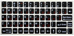 Наклейки на клавіатуру два кольори повнорозмірні (чорн.фон/біл/червоний), для клавіатури ноутбука