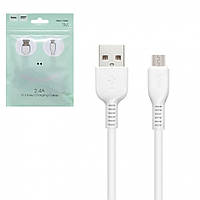 Кабель USB - Micro USB Hoco X13 1м 2,4A белый