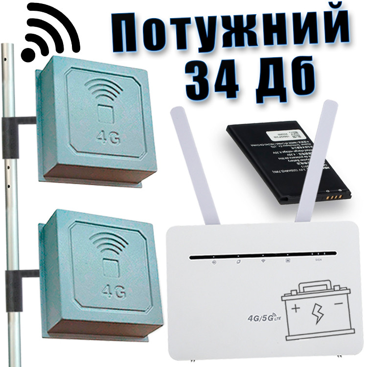 4G комплект "Інтернет без електрики" (4G роутер B535 Pro + Антена для інтернету 34 Дб)