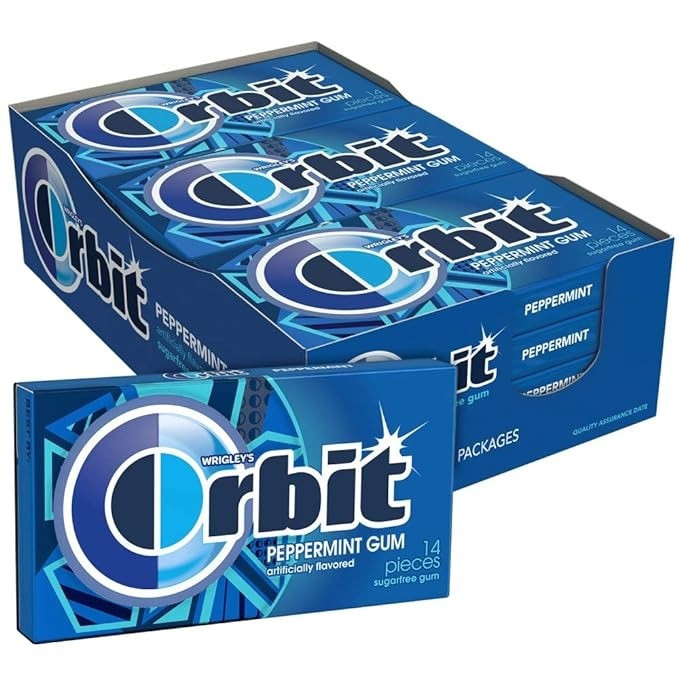 Жувальна гумка ORBIT Gum Peppermint Sugarfree Chewing Gum 1 шт, фото 1