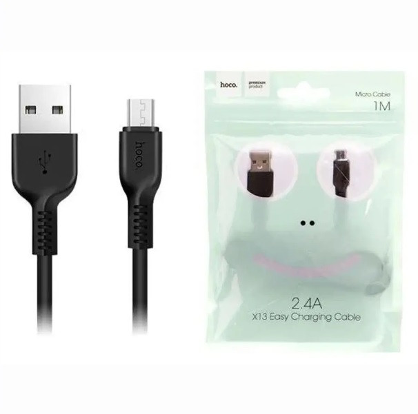 Кабель USB - Micro USB Hoco X13 1м 2,4A черный - фото 1 - id-p1994715930