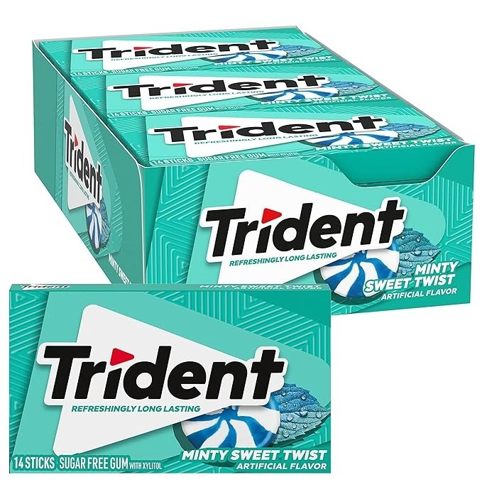 Жувальна гумка Trident Minty Sweet Twist Sugar Free Gum 12 шт, фото 1