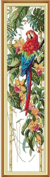 Набір для вишивання за нанесеною на канву схемою "This scarlet macaw (3)". AIDA 14CT printed,17*59см