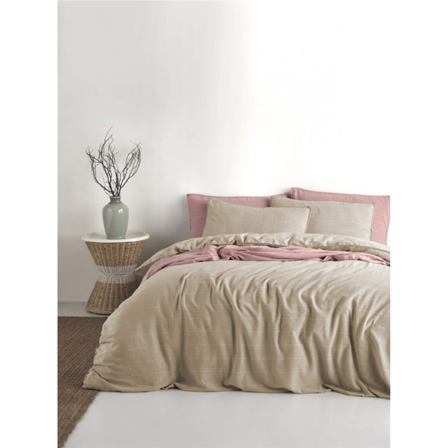 Постільна білизна Limasso Stonewashed Ranforse 200 х 220 см Aura Bej, фото 1
