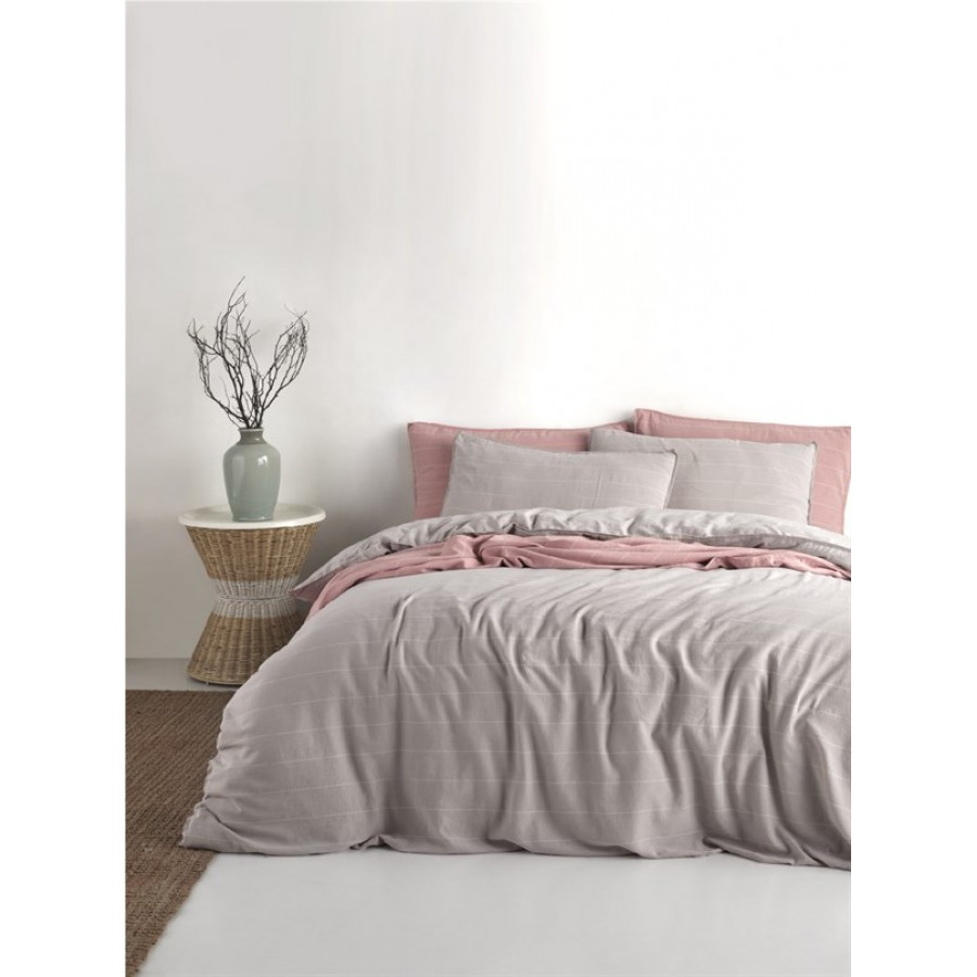 Постільна білизна Limasso Stonewashed Ranforse 200 х 220 см Aura Opal Grey, фото 1